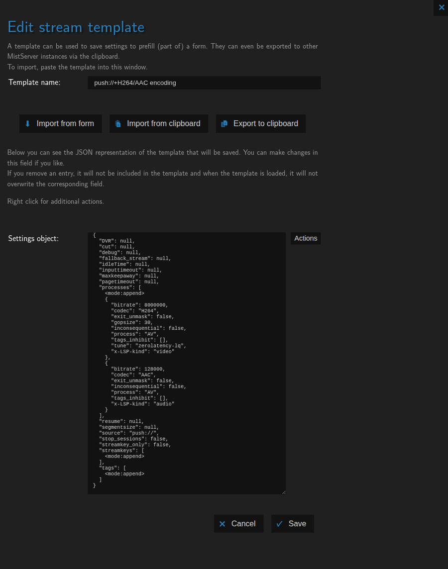 example template stream