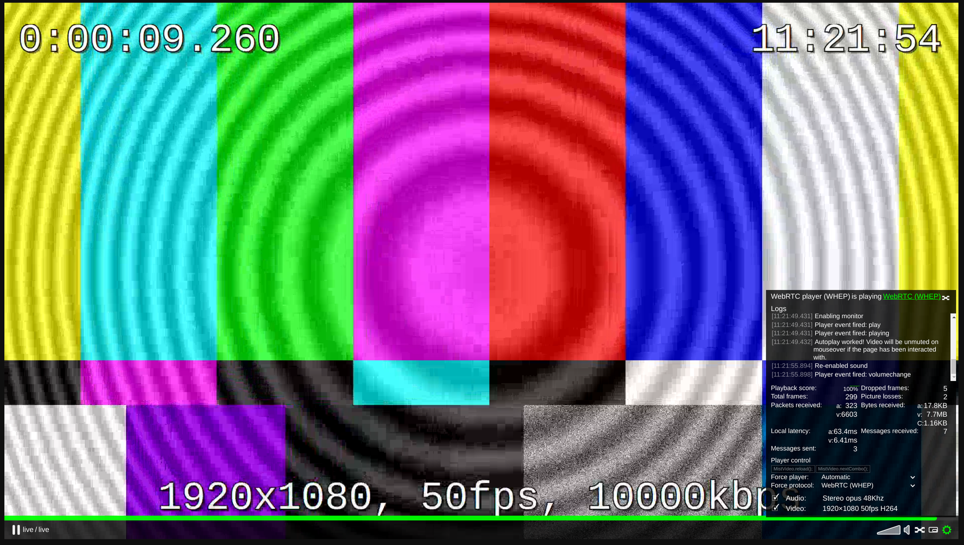 WHEP playback within the MistServer meta-player